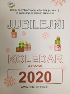 Naslovnica koledarja - Jubilejni koledar z brajico 2020